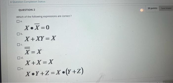 Solved Question Completion Status 20 points Save An QUESTION | Chegg.com