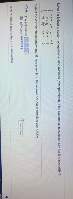 Solved Solve the following system of equations using | Chegg.com
