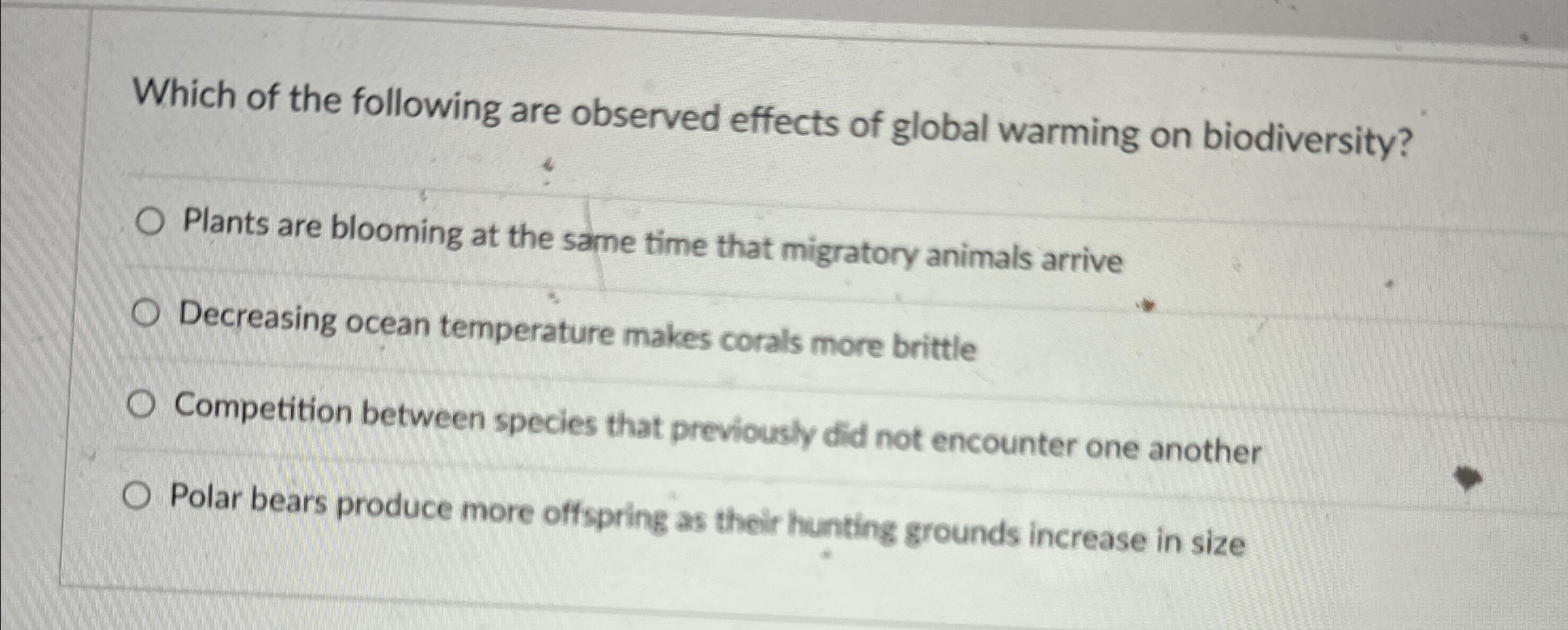 Solved Which of the following are observed effects of global | Chegg.com