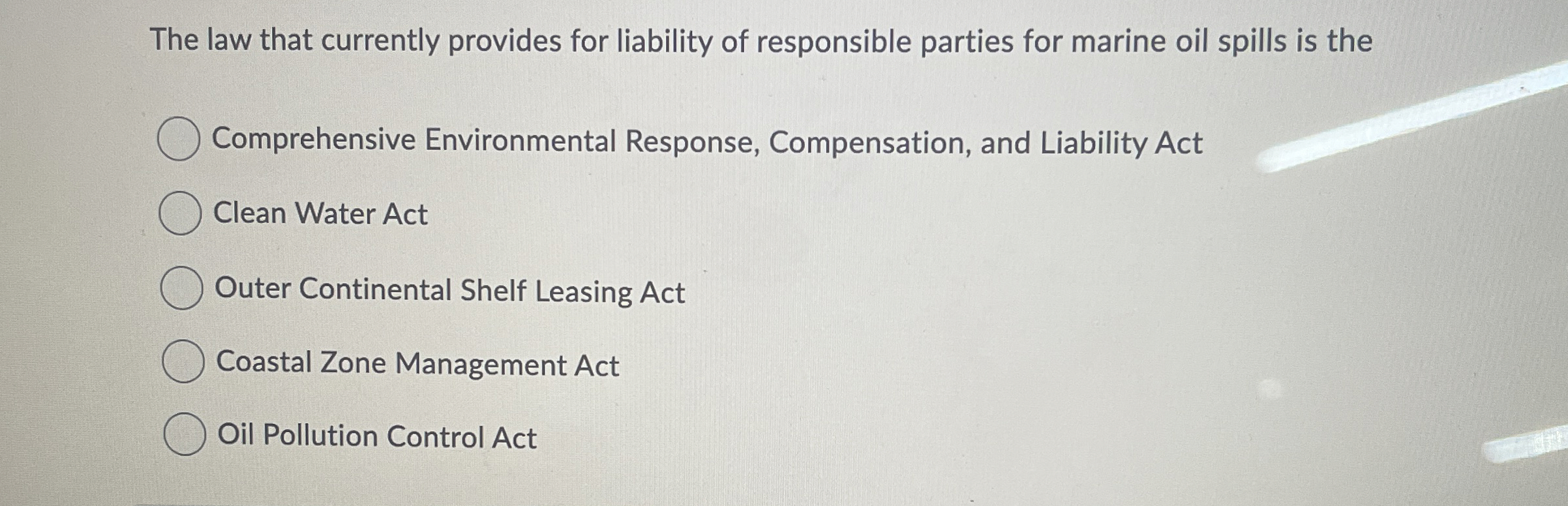 Solved The law that currently provides for liability of | Chegg.com