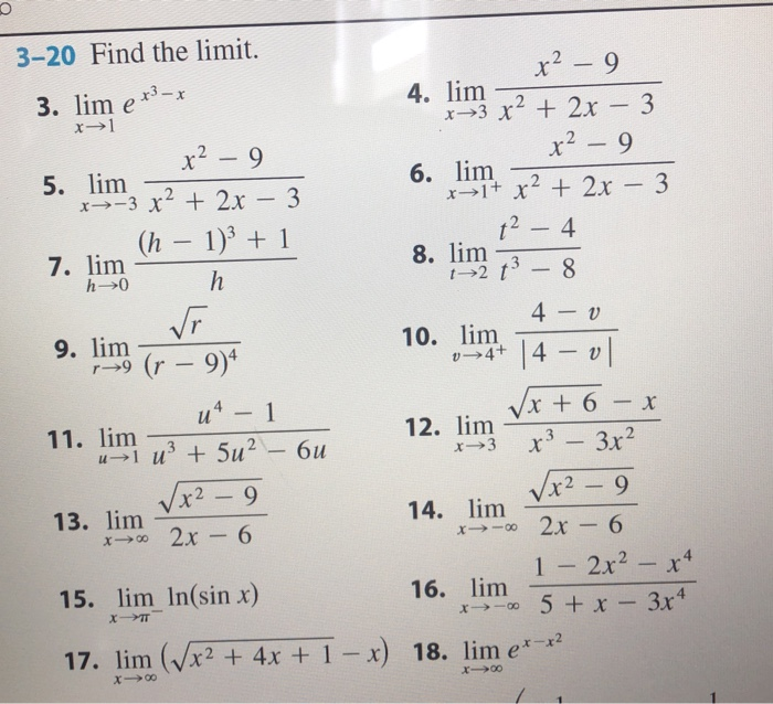 Solved 3 Find The Limit 3 Lim Er X 1 X 9 5 Lim Chegg Com