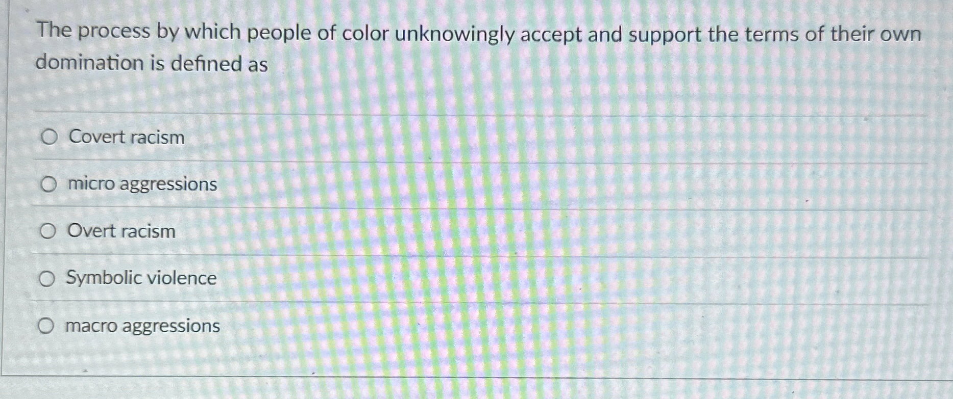 Solved The process by which people of color unknowingly | Chegg.com