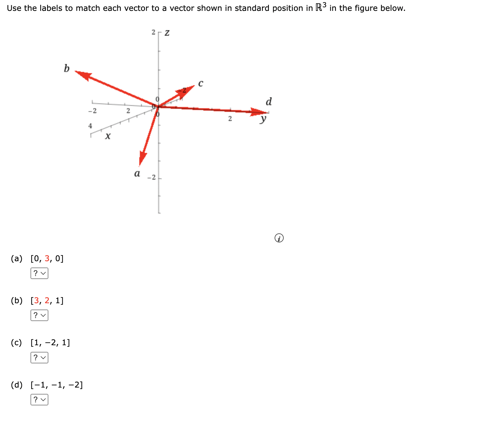 Solved Use the labels to match each vector to a vector shown | Chegg.com