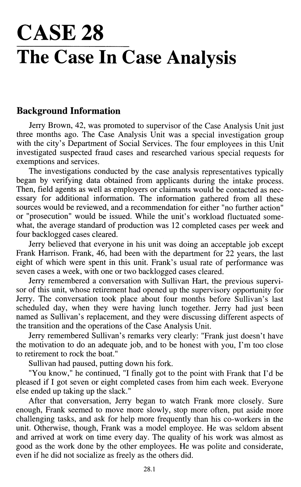 Solved CASE 28 The Case In Case Analysis Background | Chegg.com
