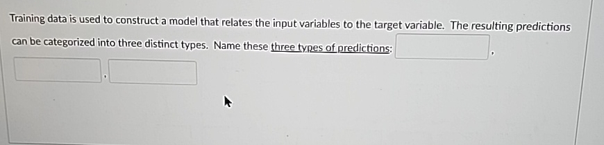 Solved Training data is used to construct a model that | Chegg.com