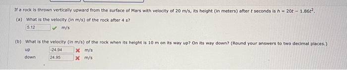 Solved If a rock is thrown vertically upward from the | Chegg.com