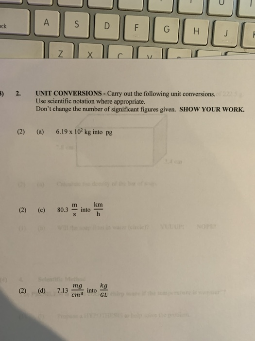 Solved B) 2. UNIT CONVERSIONS - Carry Out The Following Unit | Chegg.com