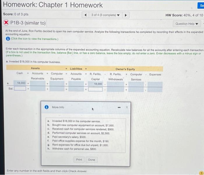 Solved Homework: Chapter 1 Homework Scorer of pts 3 X P1B-3 | Chegg.com