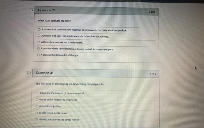 Solved Question 30 1 pts What is an analytic process? A | Chegg.com