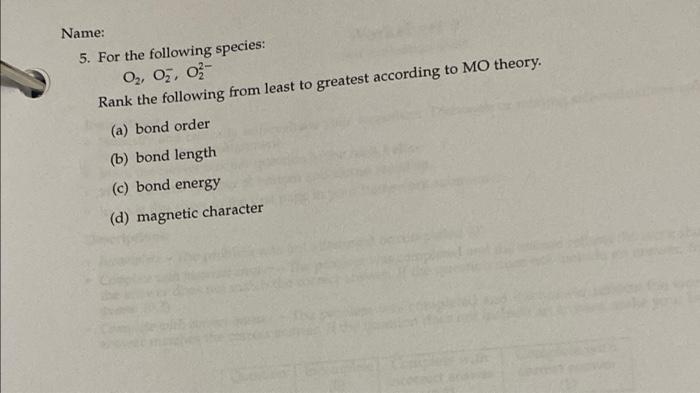 Solved 2. Draw an MO diagram for the valence electrons in | Chegg.com