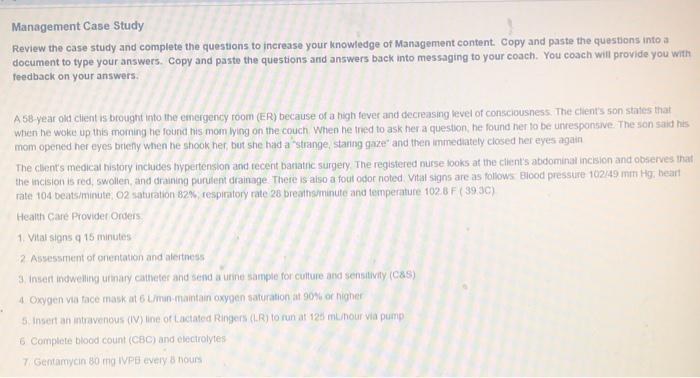 Solved Management Case Study Review the case study and | Chegg.com