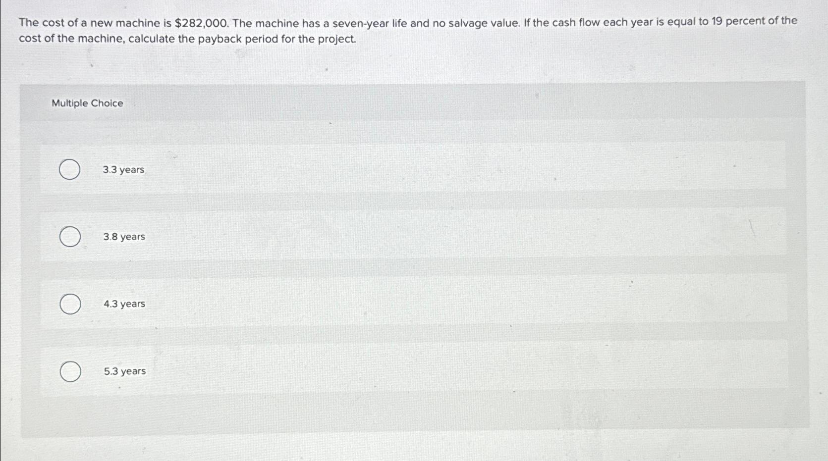 Solved The cost of a new machine is $282,000. ﻿The machine | Chegg.com