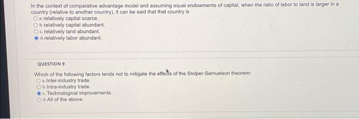 Solved In the context of comparative advantage model and | Chegg.com
