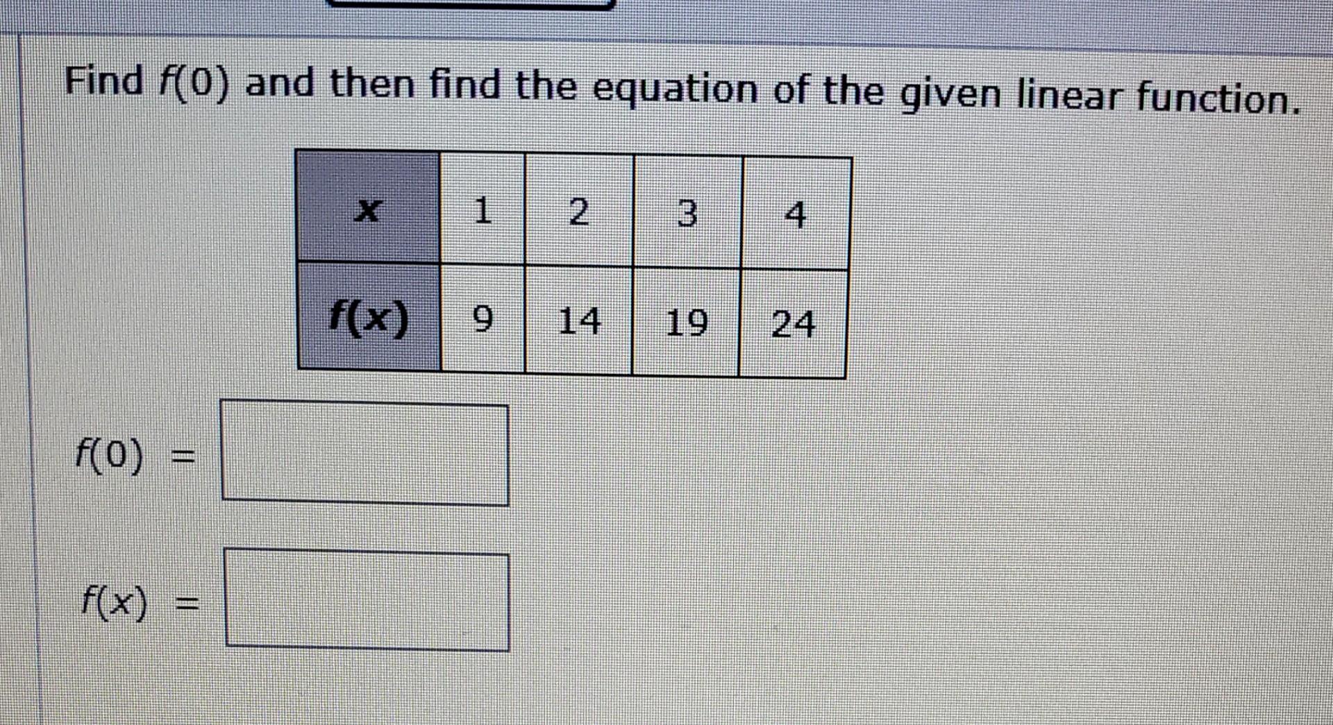 Find F 0 And Then Find The Equation Of The Given Linear Function