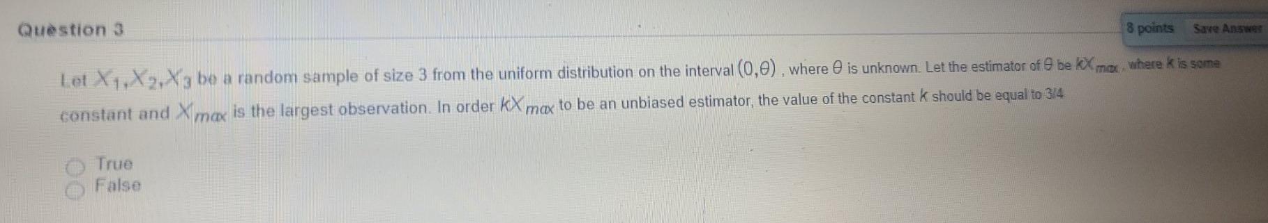 Solved Question 3 8 points Save Answer Let X1 X2 X3 be a | Chegg.com