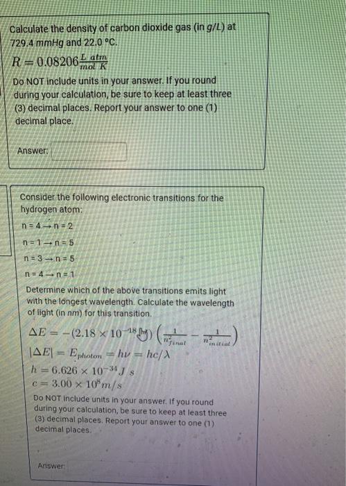 Solved Calculate The Density Of Carbon Dioxide Gas In G Chegg Com