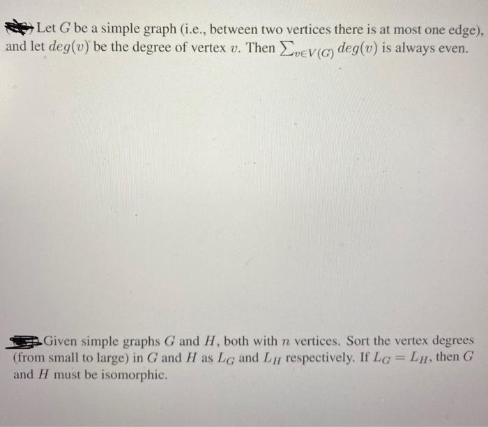 Solved Let G be a simple graph (i.e., between two vertices | Chegg.com