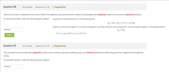 Solved After the increase in population due to the inflow of | Chegg.com