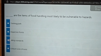 Solved TimeBrareare the items of food handling most likely | Chegg.com