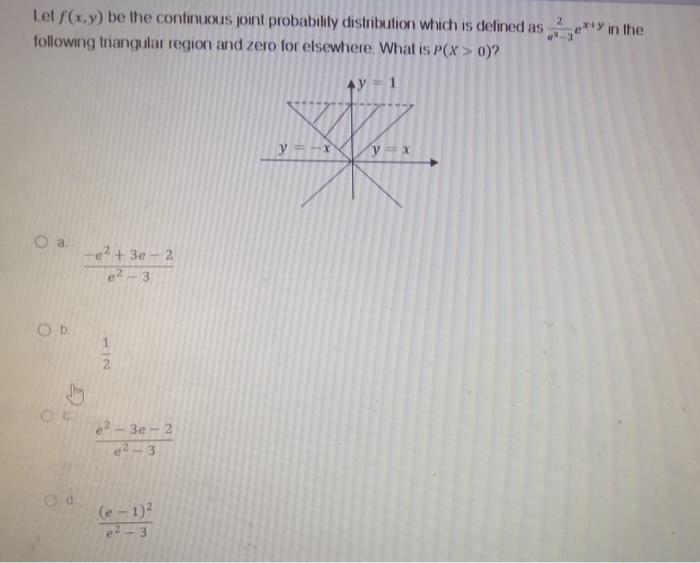 Solved Let f(x,y) be the continuous joint probability | Chegg.com