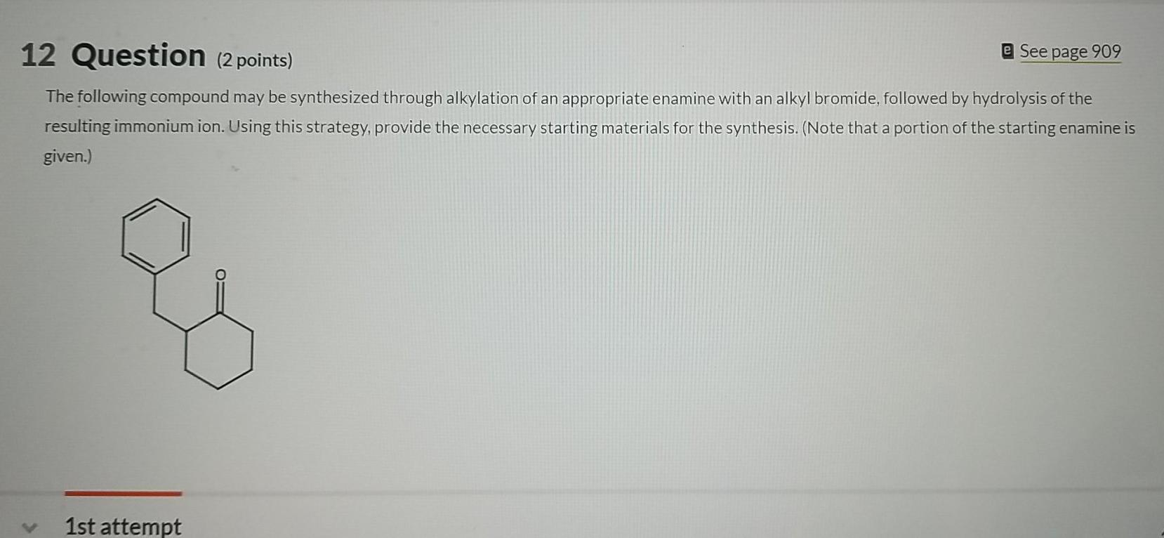 Solved 12 Question (2 points) e See page 909 The following | Chegg.com