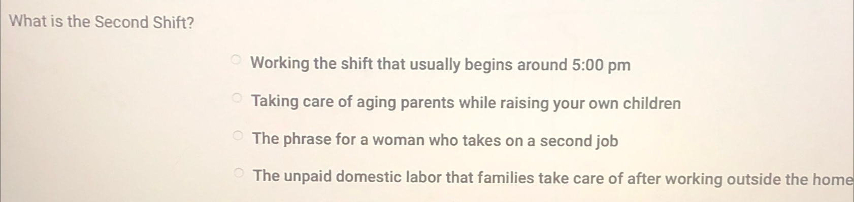 Solved What is the Second Shift?Working the shift that | Chegg.com