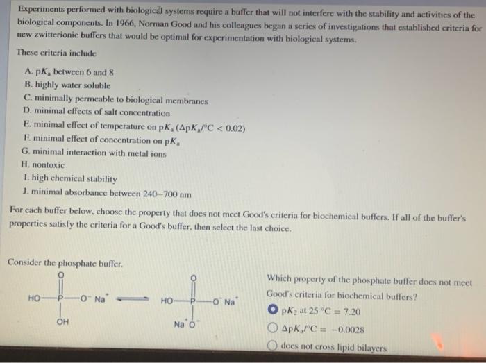 Solved Question 7 of 23 Consider the phosphate buffer. HO | Chegg.com