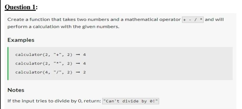 Solved Question 1: and will Create a function that takes two | Chegg.com