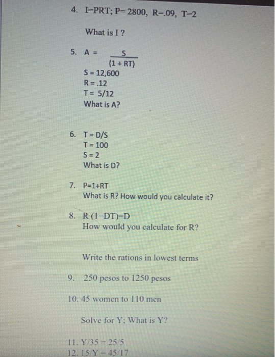 4 I Prt P 2800 R 09 T 2 What Is I 5 A 1 Rt Chegg Com