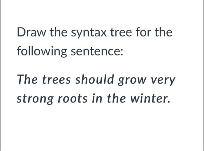 Solved Draw the syntax tree for the following sentence: The | Chegg.com