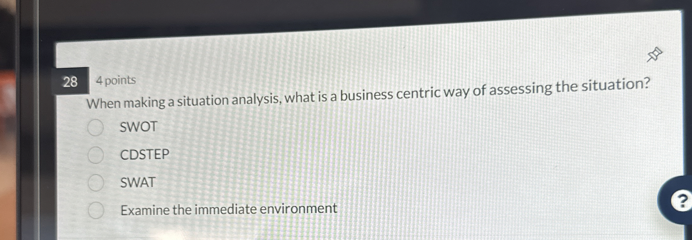Solved 4 ﻿pointsWhen making a situation analysis, what is a | Chegg.com