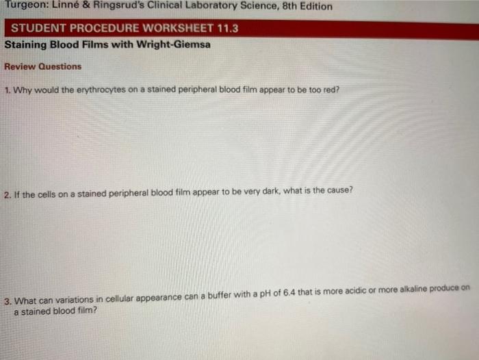 Solved Turgeon: Linné & Ringsrud's Clinical Laboratory | Chegg.com