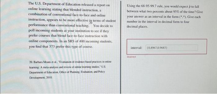 Solved The U.S. Department Of Education Released A Report On | Chegg.com