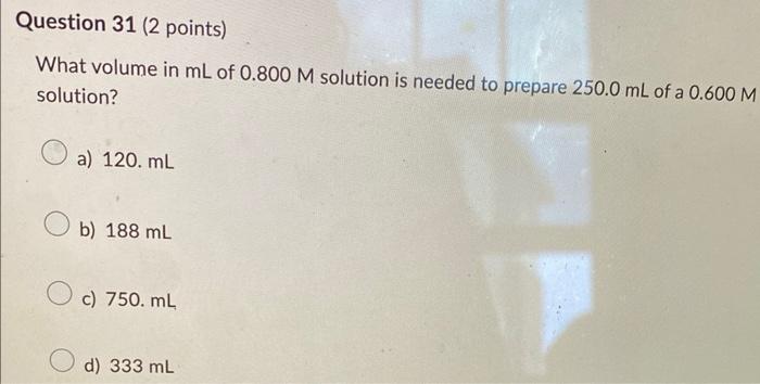 Solved What volume in mL of 0.800M solution is needed to | Chegg.com