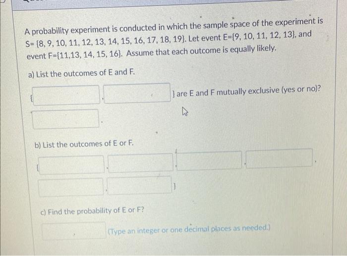 Solved A probability experiment is conducted in which the | Chegg.com