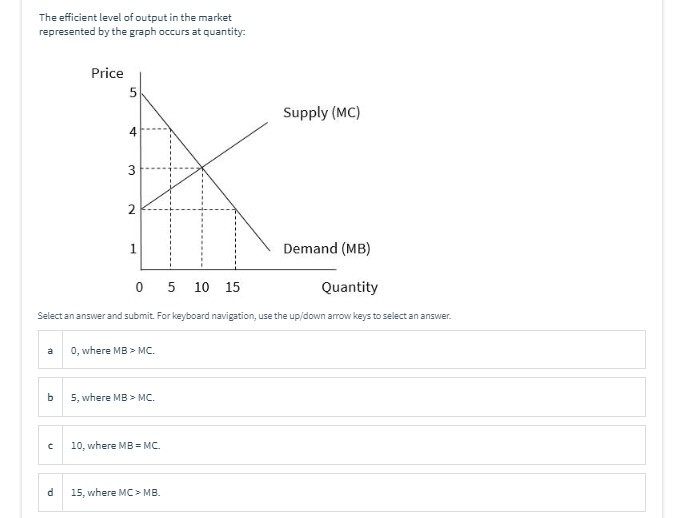 Solved The efficient level of output in the market | Chegg.com