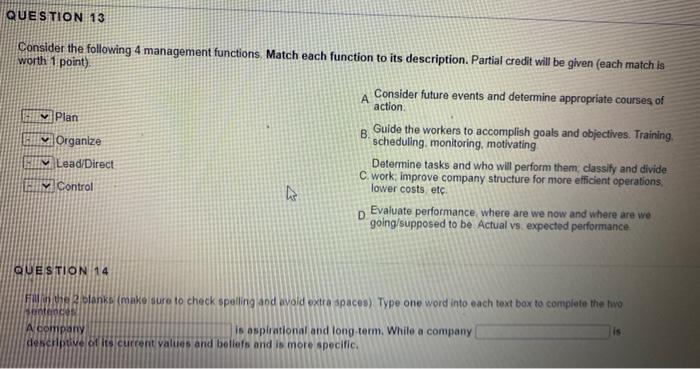 Solved QUESTION 13 A Consider the following 4 management | Chegg.com