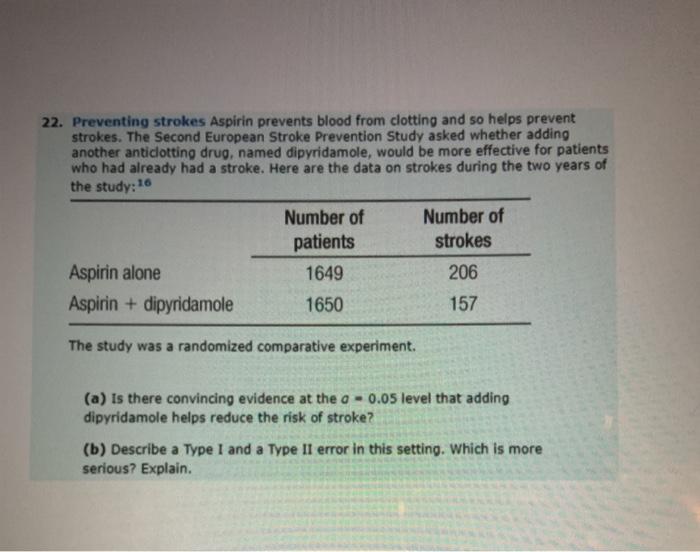 Solved 22. Preventing strokes Aspirin prevents blood from