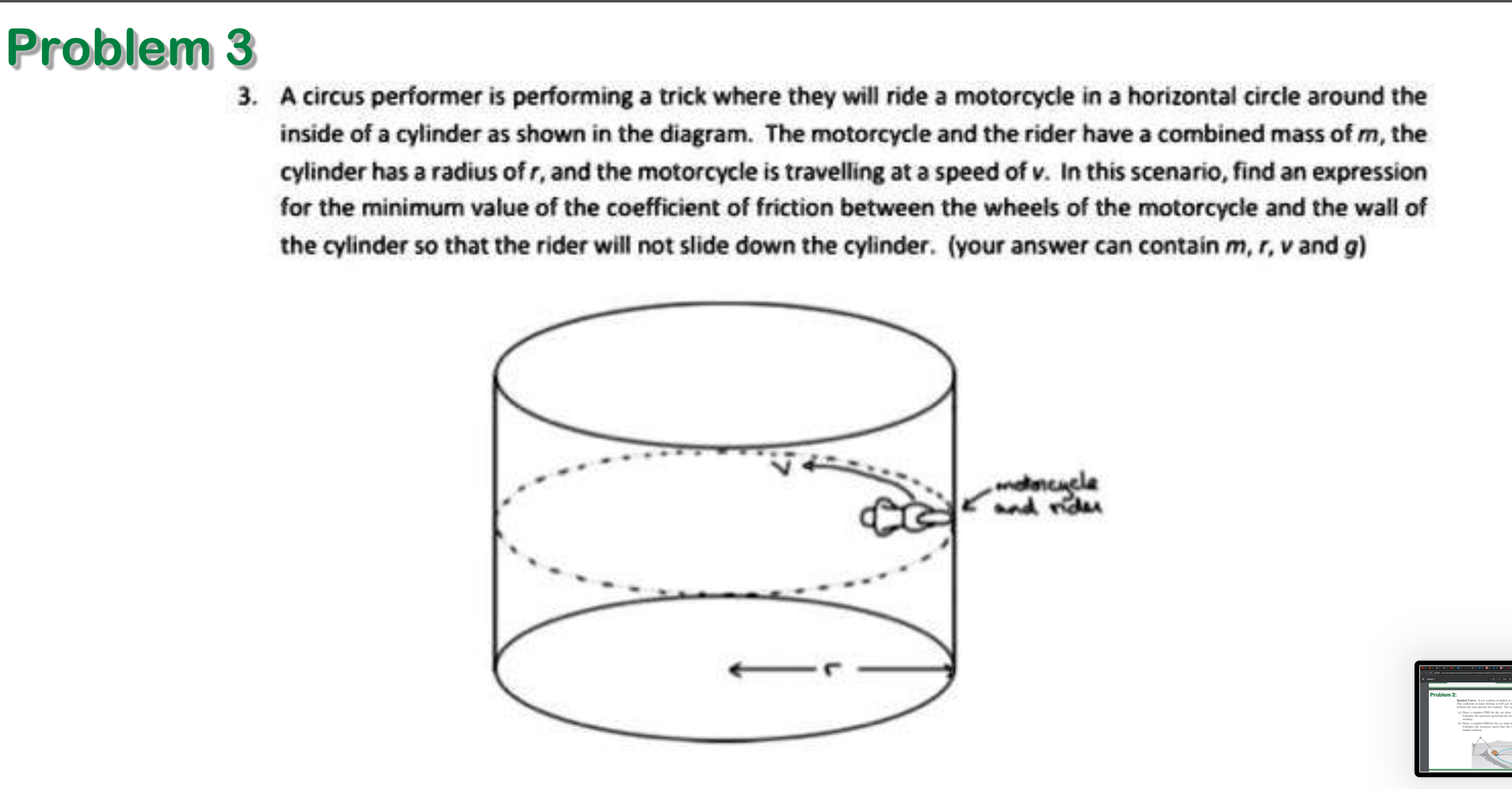 Solved Problem 3A circus performer is performing a trick | Chegg.com