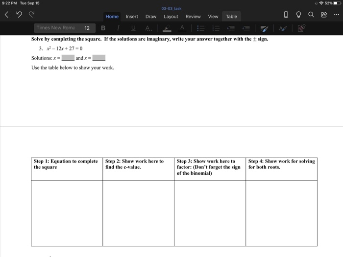 Solved 9 22 Pm Tue Sep 15 52 03 03 Task B E Home Inser Chegg Com