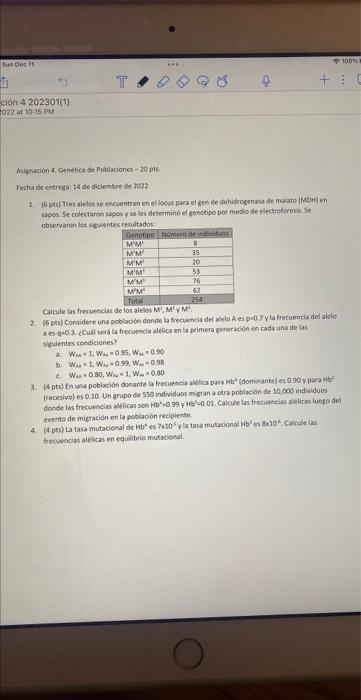 Asignacion 4. Cantertica de Pobiaciones \( -20 \mathrm{vts} \). Fechal de chatrega; t4 de diciembre de 1022 I. I6 pts) Tres a