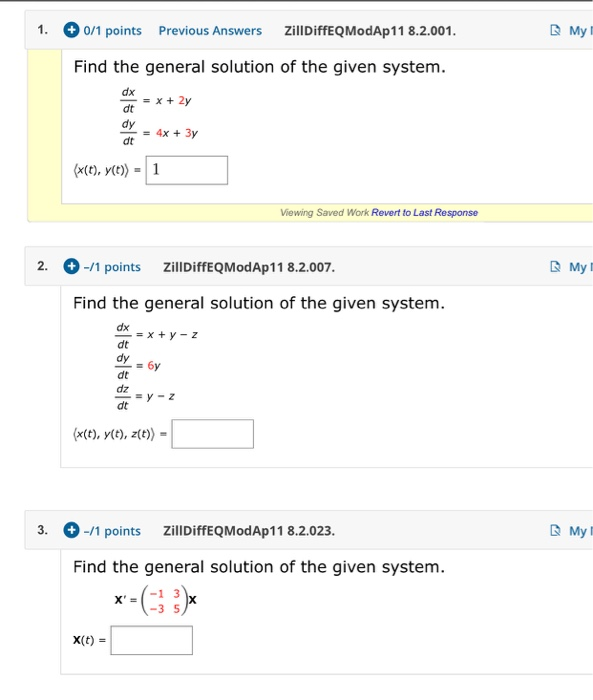 Solved 1. 0/1 points Previous Answers ZillDiffEQModAp 11 | Chegg.com