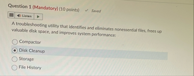 Solved Question 1 (Mandatory) (10 ﻿points) ListenSavedA | Chegg.com