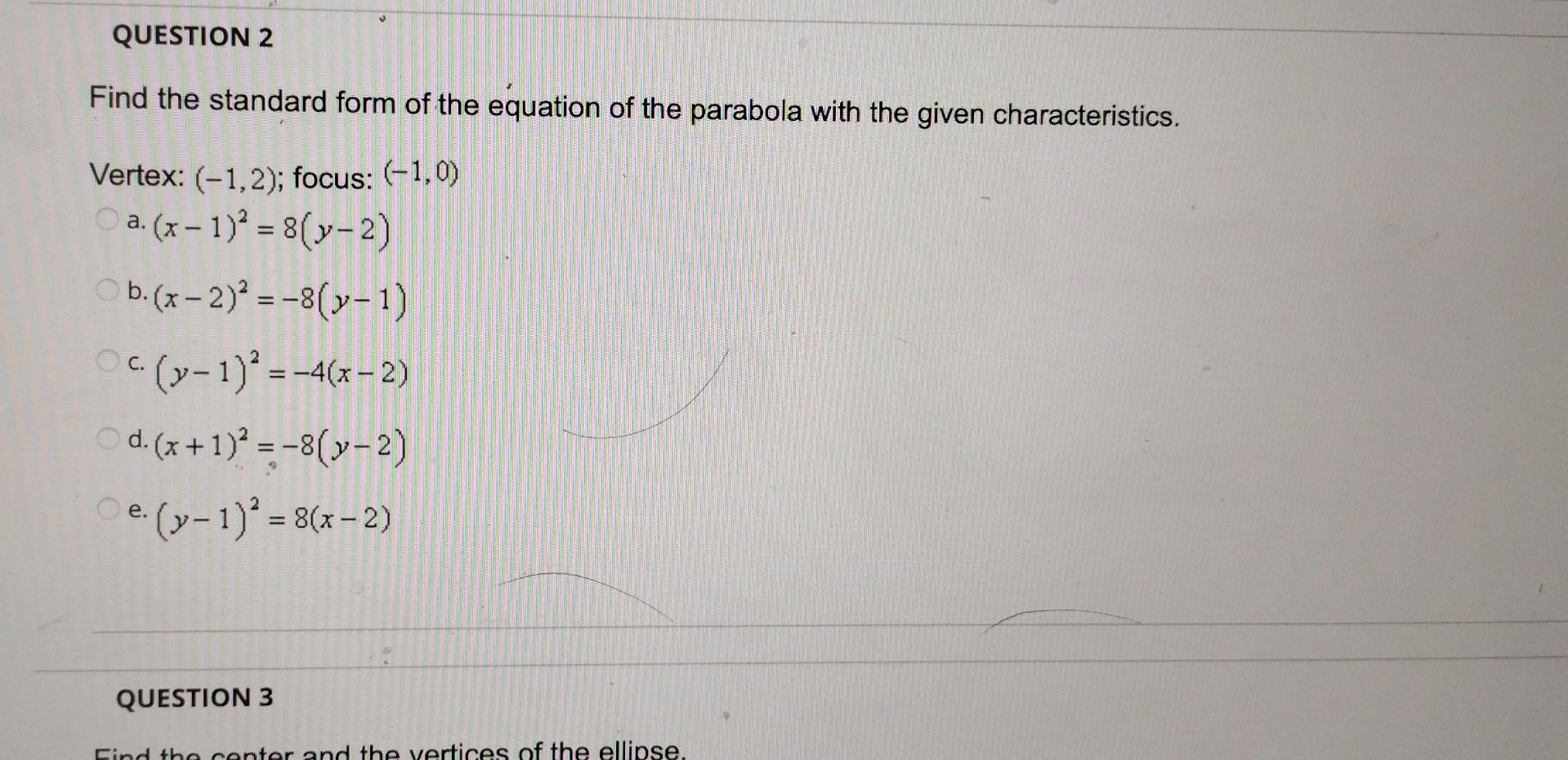 Solved Find the standard form of the equation of the | Chegg.com