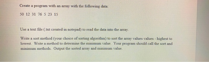 Solved Create a program with an array with the following | Chegg.com