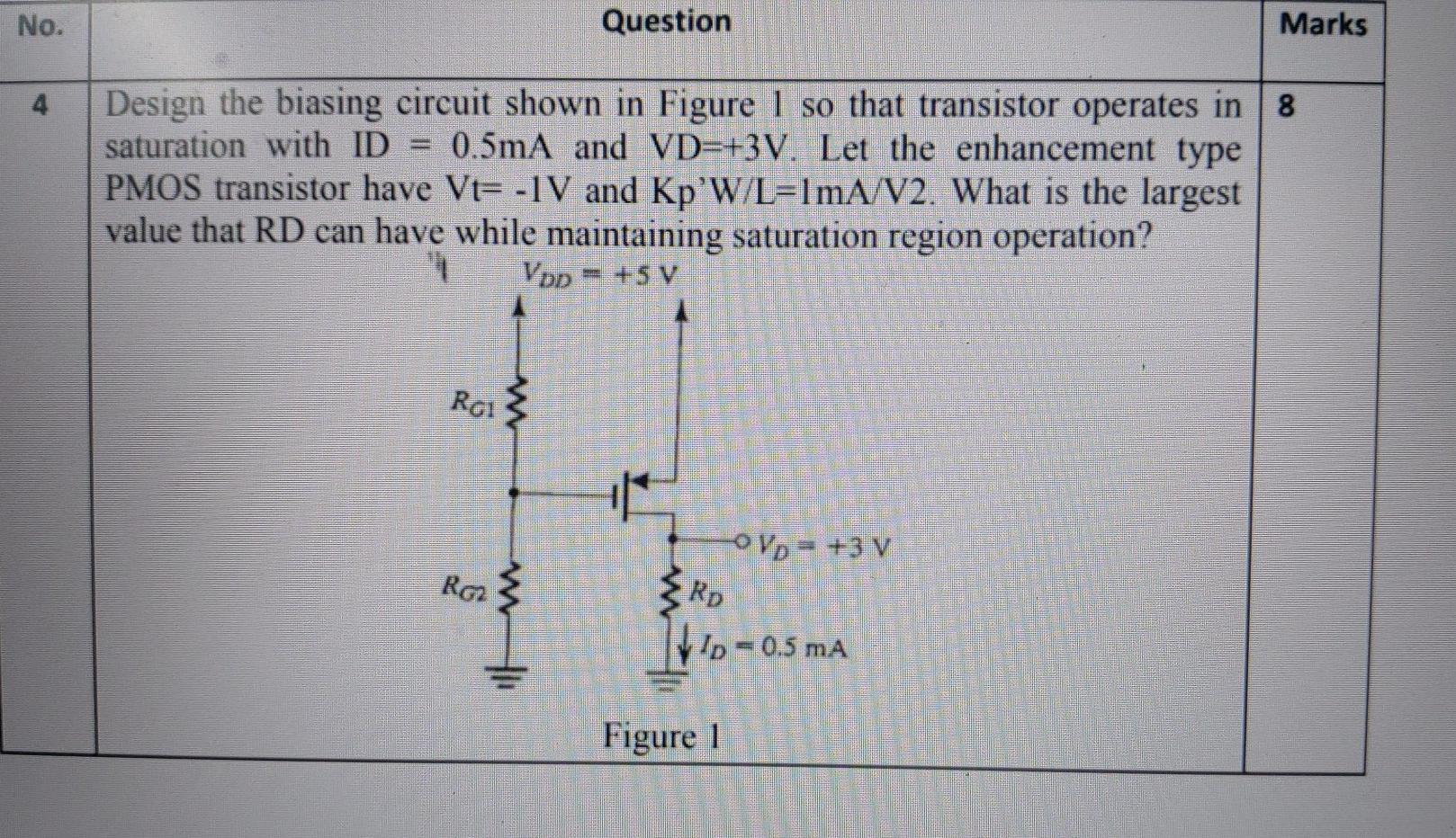 Solved No Question Marks 4 Design The Biasing Circuit Shown