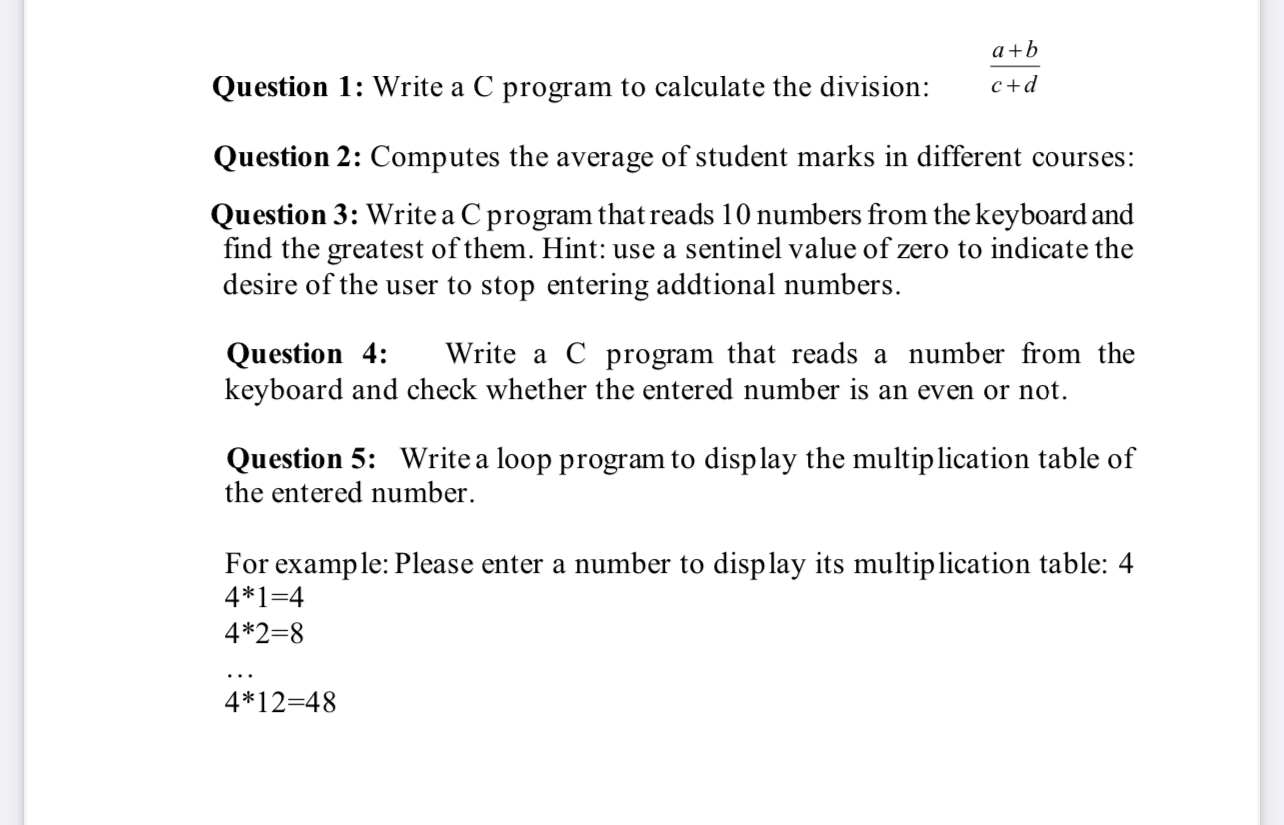 Question 1: Write a C program to calculate the | Chegg.com