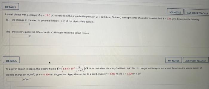 Solved (a) the change in the electric potential energy (in | Chegg.com