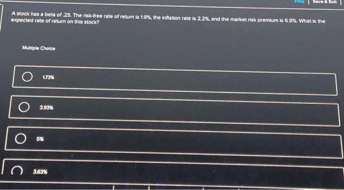 Solved expected rate of return on this stock? | Chegg.com
