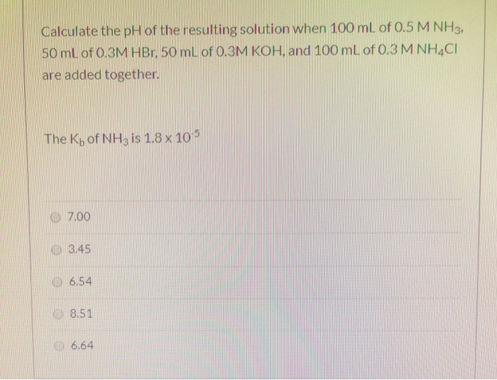 calculate the ph of resulting solution when 50 ml